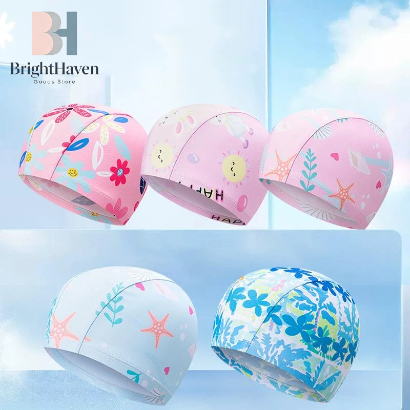 Aquatic Sports Hat - Kids Cartoon Print Swim Cap High